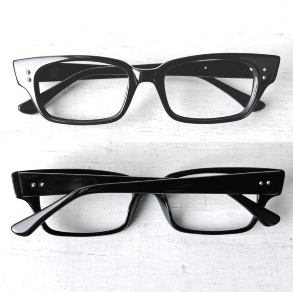 Black Rectangular Horn Rim Eyeglasses - Picture 3 of 3